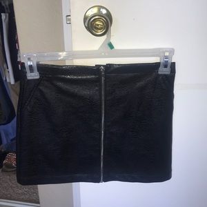 Zip up leather skirt